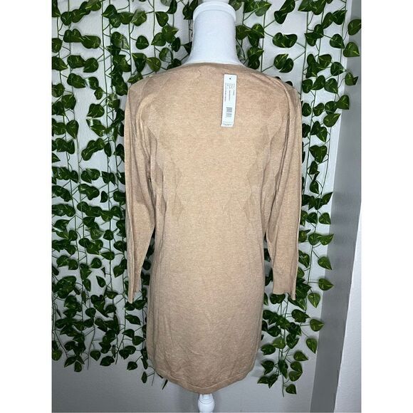 August Silk Tan Heather Cotton Blend Long Sleeve Tunic Top Size Large NWT - Picture 2 of 6